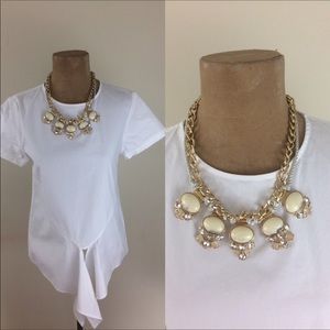 Ann Taylor Gold-tone statement necklace White Tan